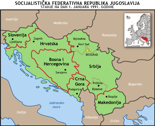 Mapa Jugoslavije 1991