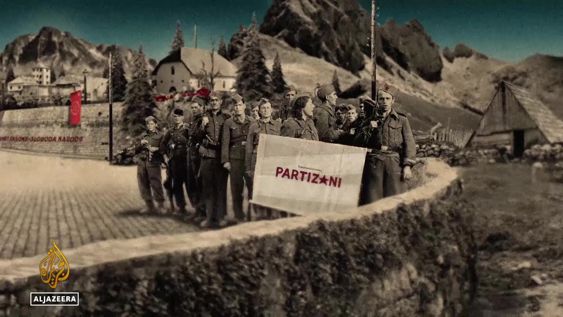 Slika prikazuje scenu iz dokumentarnog serijala "Partizani", autora prof. dr. Hrvoja Klasića, koji se emitovao na Al Jazeera Balkans. Serijal obrađuje nastanak i razvoj partizanskog pokreta, koji je bio najjači organizovani oružani otpor u Evropi tokom Drugog svjetskog rata.